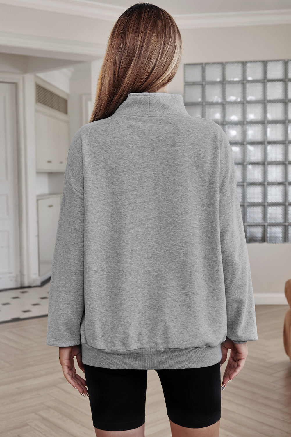 Half Zip Drop Shoulder Sweatshirt and Pocket