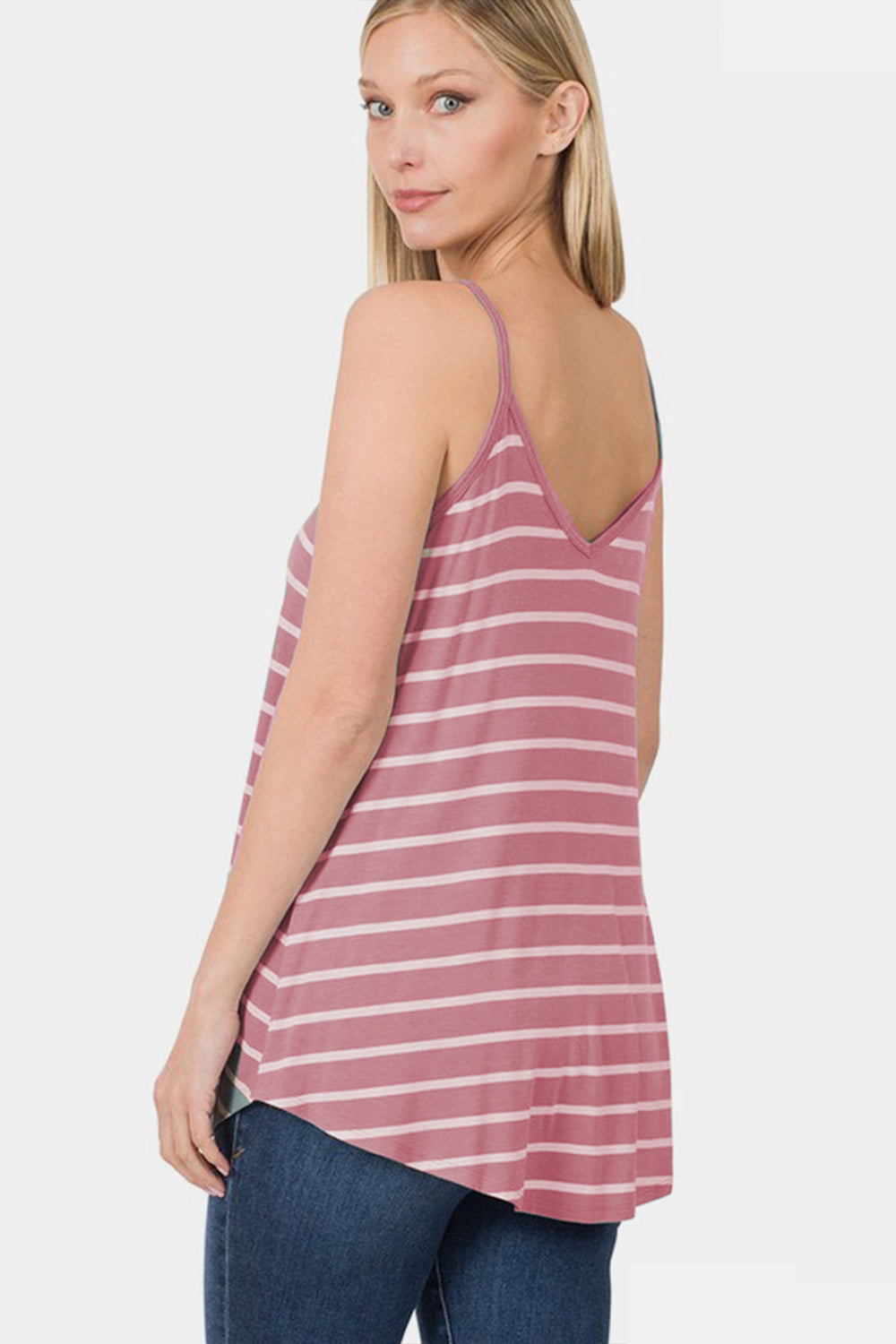 Zenana Striped Curved Hem Cami