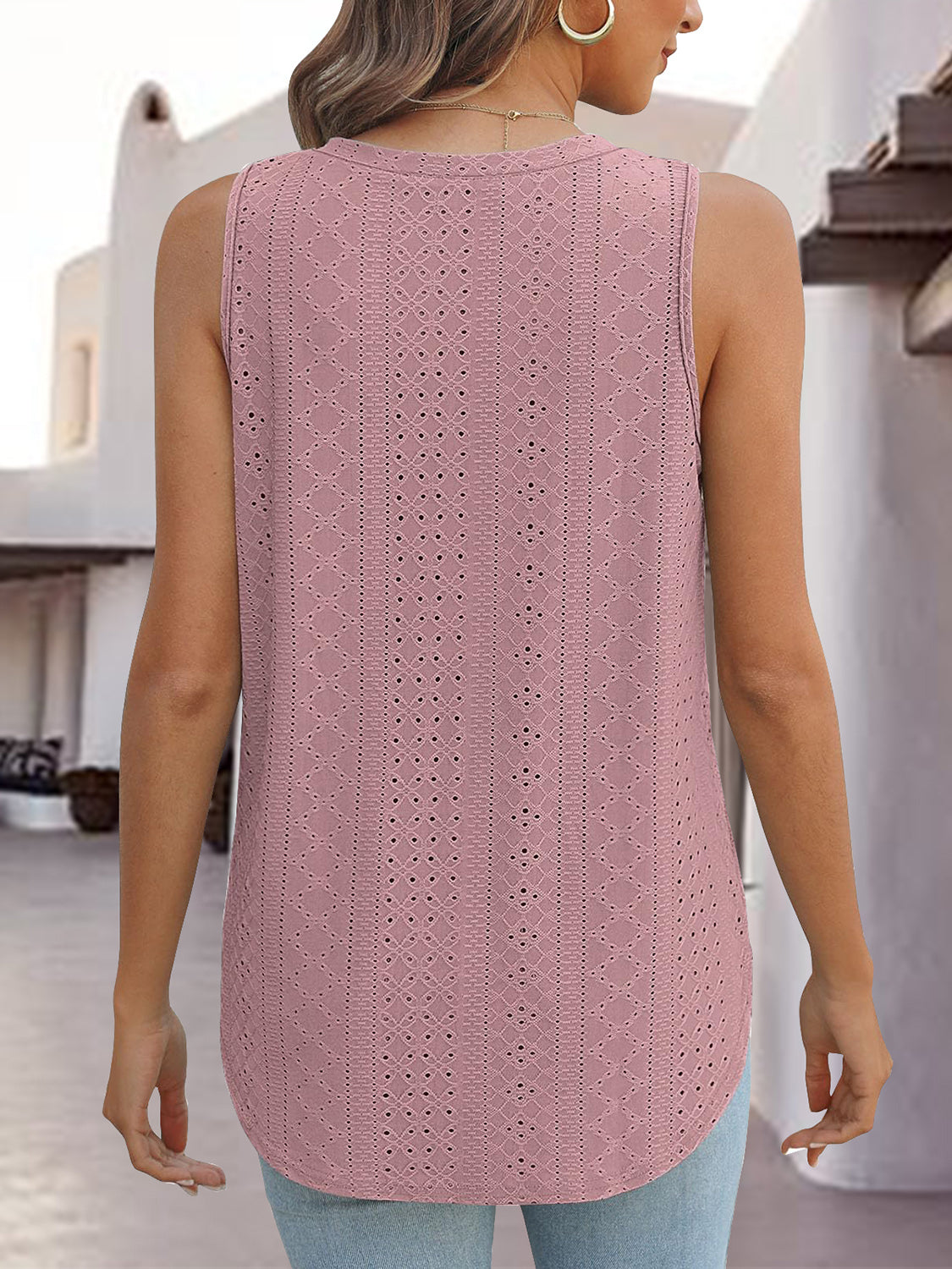 Eyelet V-Neck Tank