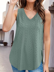 Eyelet V-Neck Tank