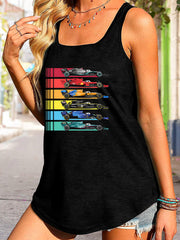 Scoop Neck Race Car Graphic Tank Top