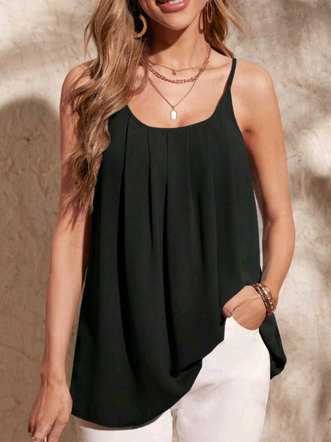 Ruched Scoop Neck Cami