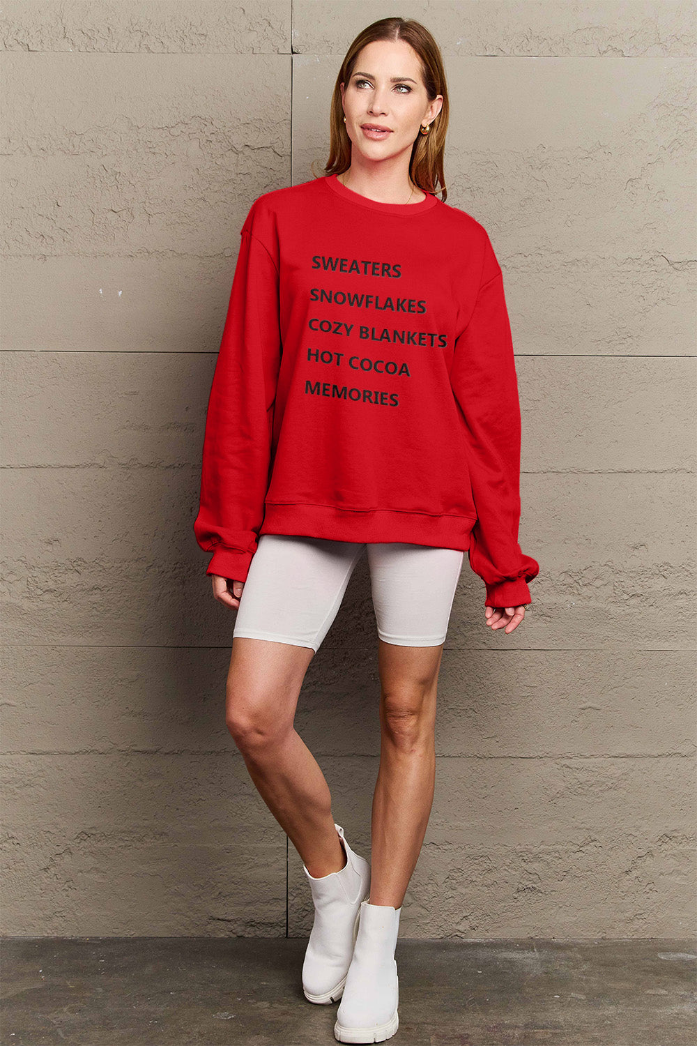 Simply Love Full Size Letter Graphic Round Neck Sweatshirt