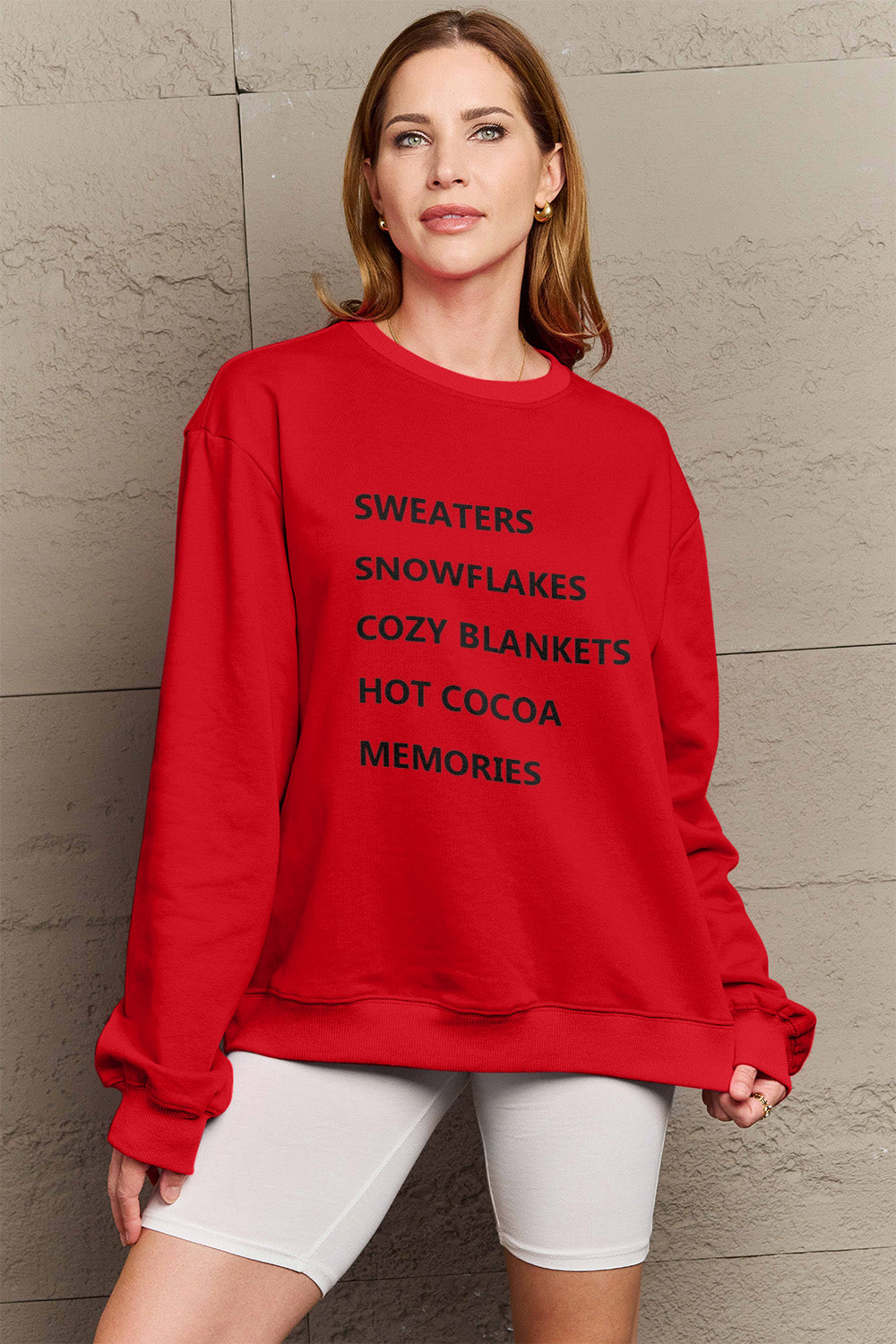 Simply Love Full Size Letter Graphic Round Neck Sweatshirt