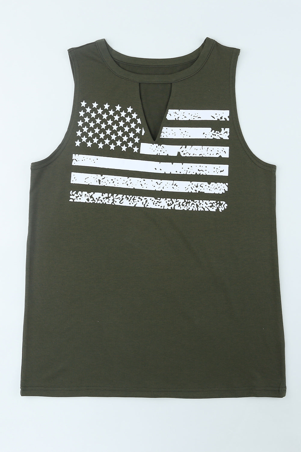 US Flag Graphic Cutout Round Neck Tank