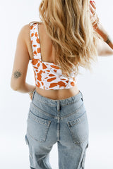 Printed Sweetheart Neck Wide Strap Tank