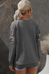 Leopard Patchwork Raglan Sleeve Sweatshirt