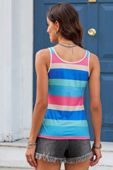 Color Block Notched Wide Strap Tank