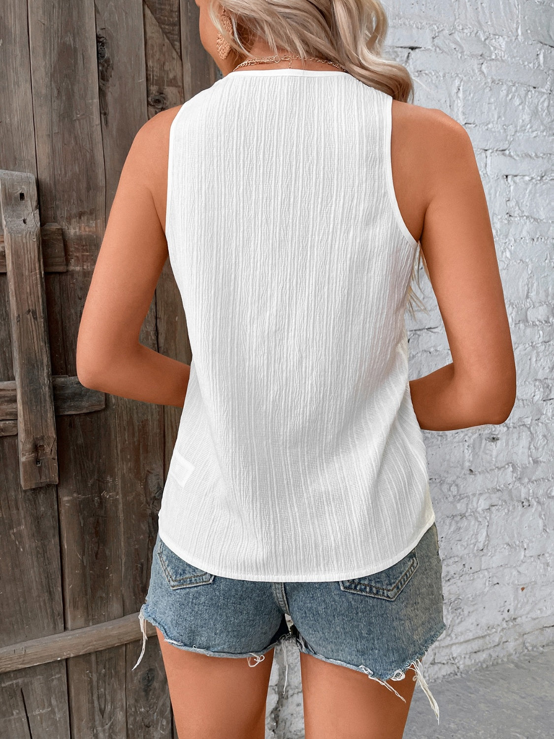 Textured V-Neck Tank