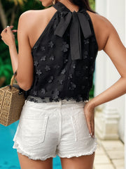 Applique Tied Grecian Neck Tank