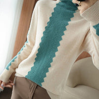 Fresh Color Block High Neck Sweater