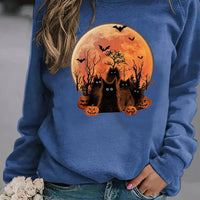 Halloween Black Cat Long Sleeve Sweatshirt
