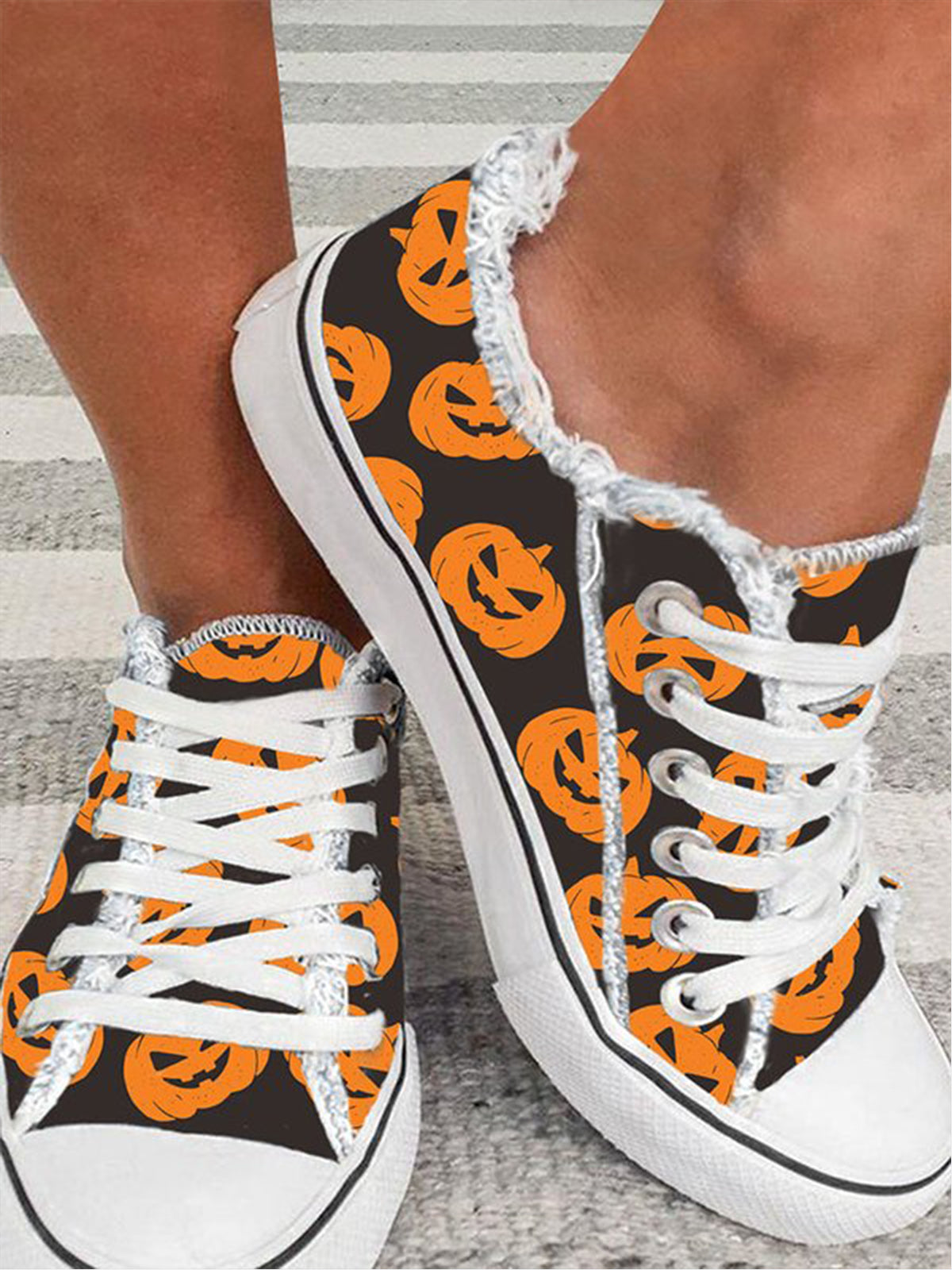 halloween Pumpkin Canvas Sneakers