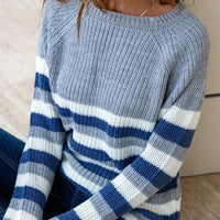 Blue Striped Long Sleeve Sweater