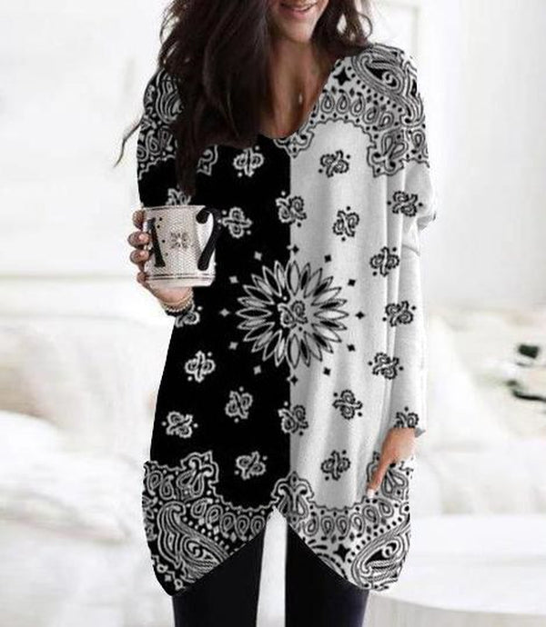 Black And White Long Sleeve Top