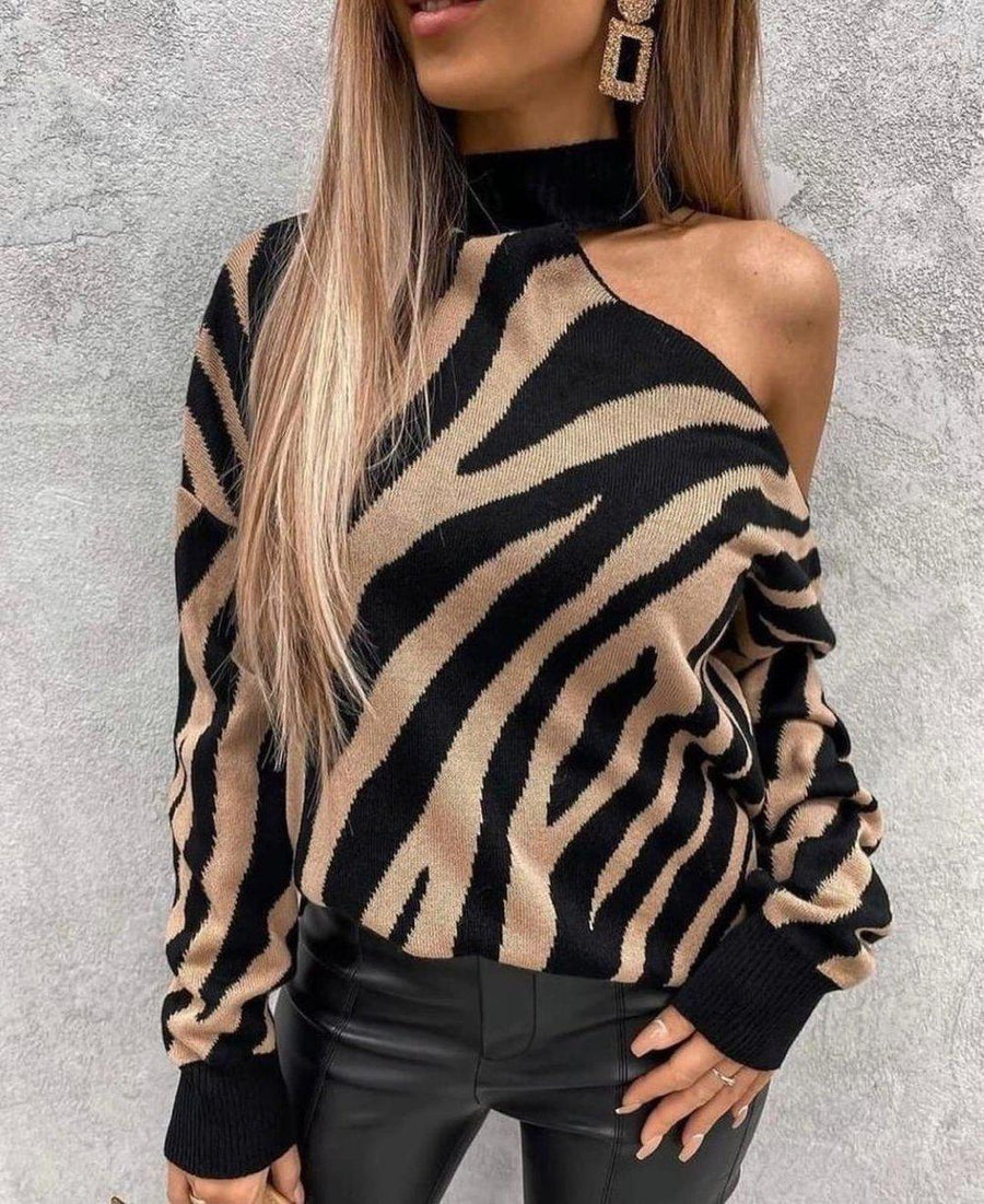 Groovy Zebra Stripe Print Sweater