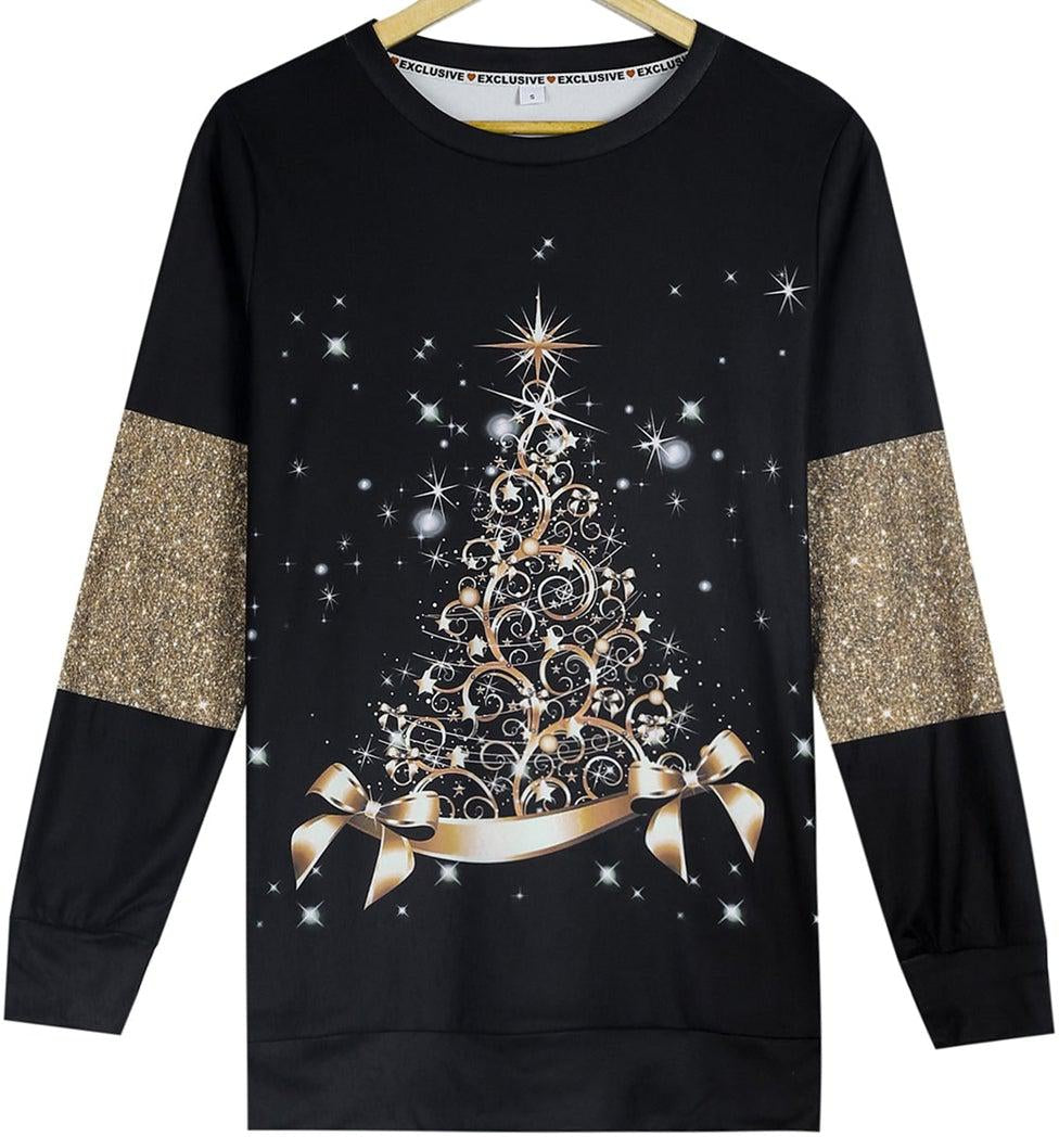A Glam Christmas Luxe Gold Print Starry Christmas Top