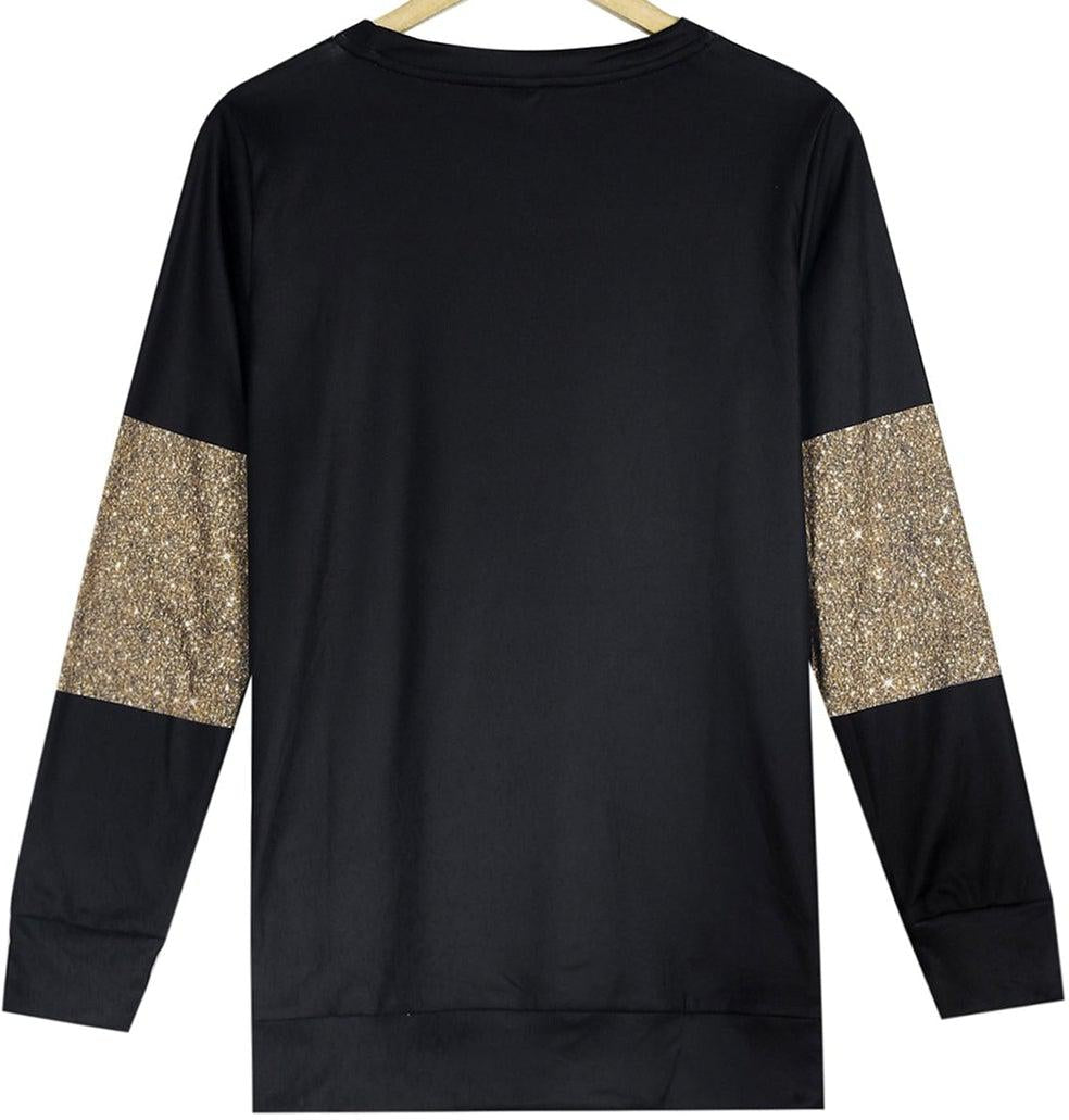 A Glam Christmas Luxe Gold Print Starry Christmas Top