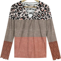 Rust Paisley Leopard Print Striped Caged Top