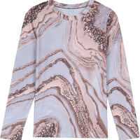 Champagne Marble Print Long Sleeved Top