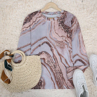 Champagne Marble Print Long Sleeved Top