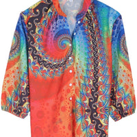 Psychedelic Rainbow Swirl Tie Dye Print Blouse