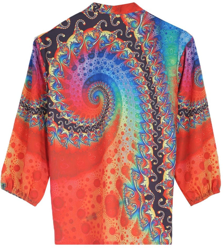 Psychedelic Rainbow Swirl Tie Dye Print Blouse