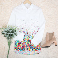 Attractive Print Collared Long Sleeve Top