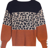 Stylish Color Block Print Sweater