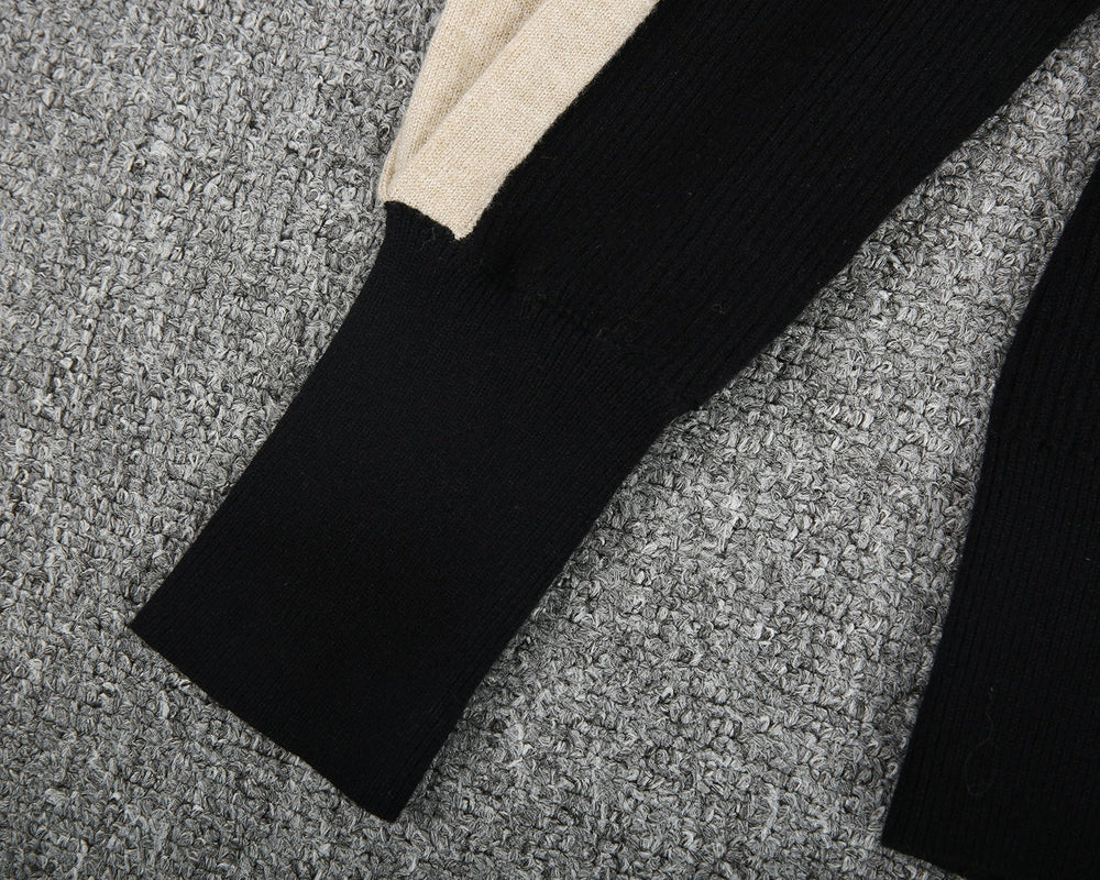 Striped Long Sleeve Color Block Turtleneck Sweater