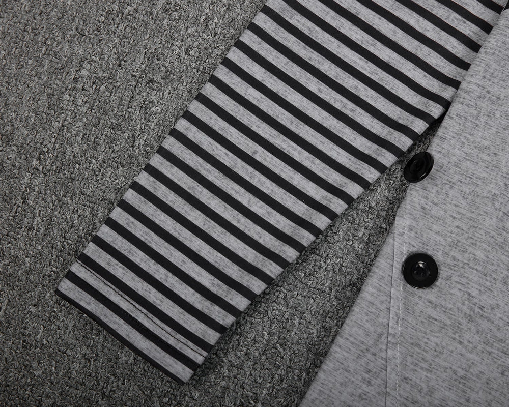 Vintage Stripe Black and Gray Color Block Tunic