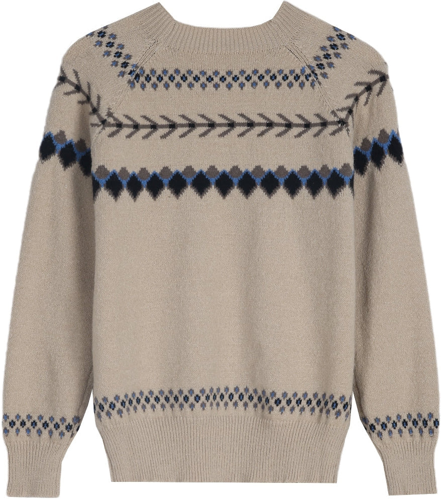 Tan Norwegian Chunky High-Neck Sweater