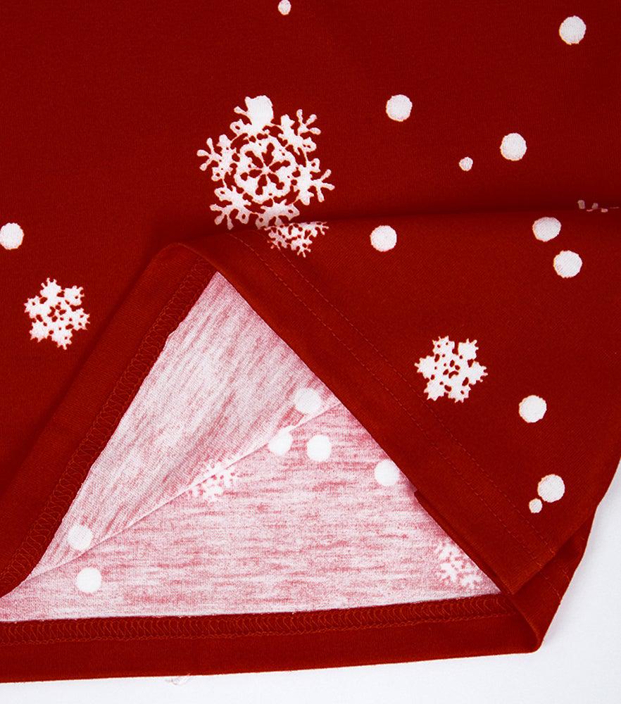 Red Holiday Snowflake Asymmetrical Long Sleeve Top