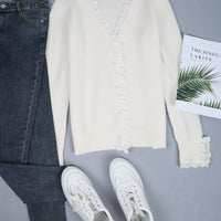 Stylish White V-Neck Sweater