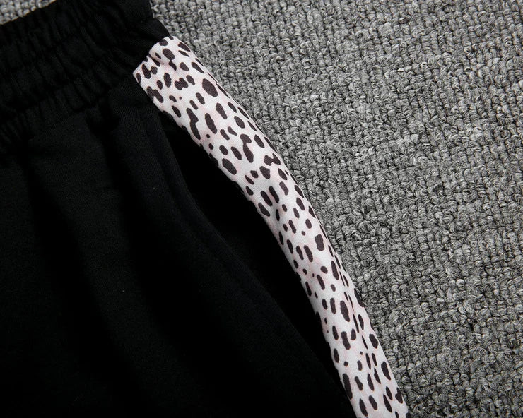 Leopard Print Black and White Color Block Relaxed Set