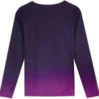 Stylish Long Sleeve Purple Print Top