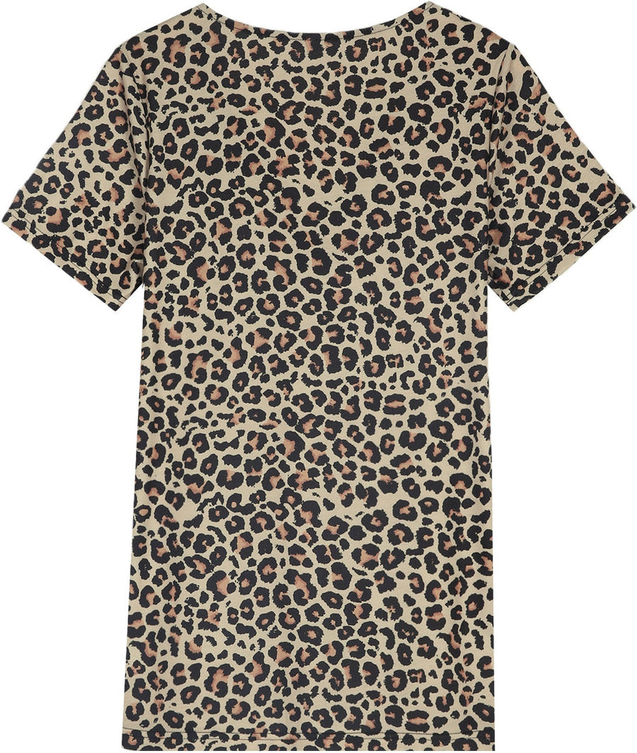 Wild Zip V-Neck Leopard Print Top