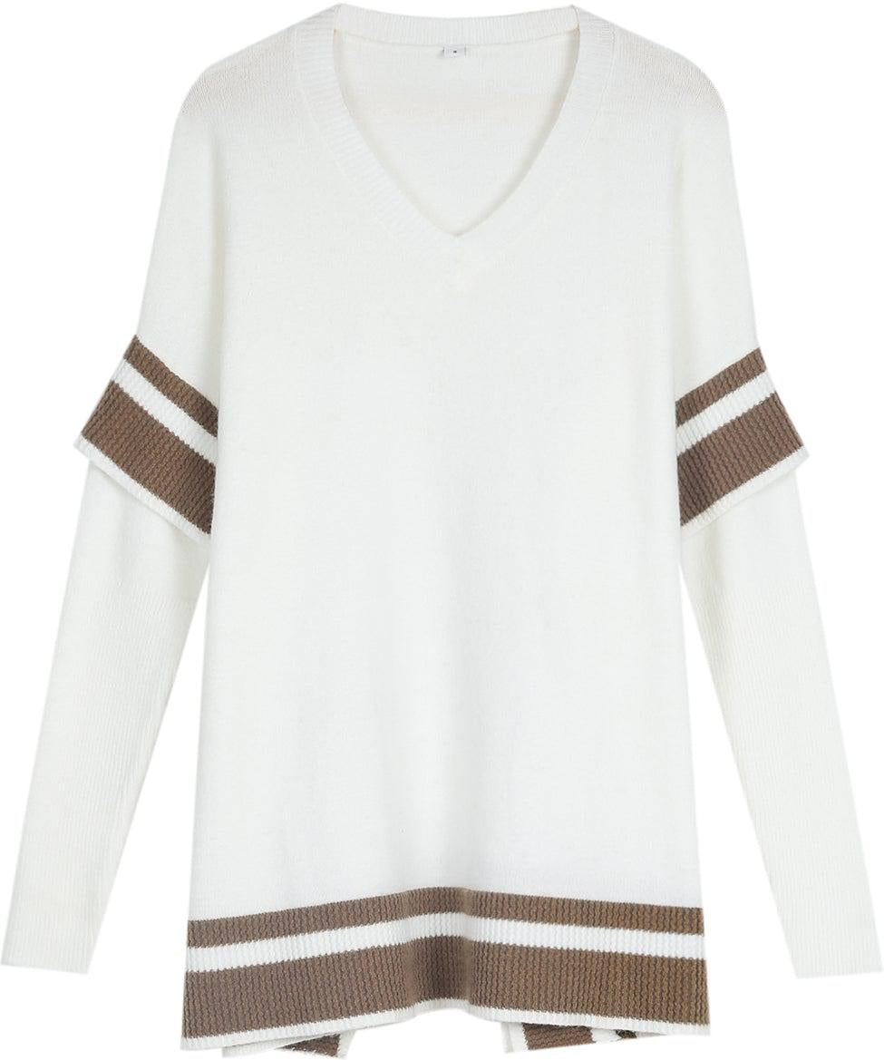 Vintage Print V-Neck Mini Sweater Dress