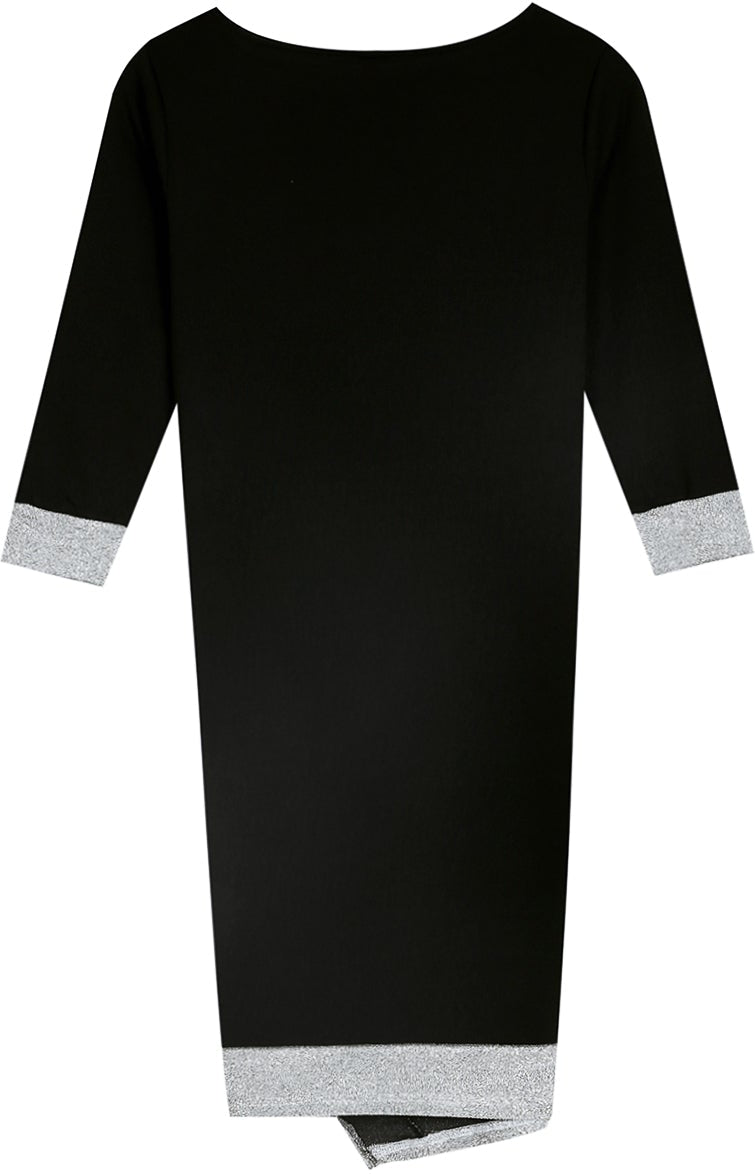 Chic Black 3/4 Sleeve Mini Dress