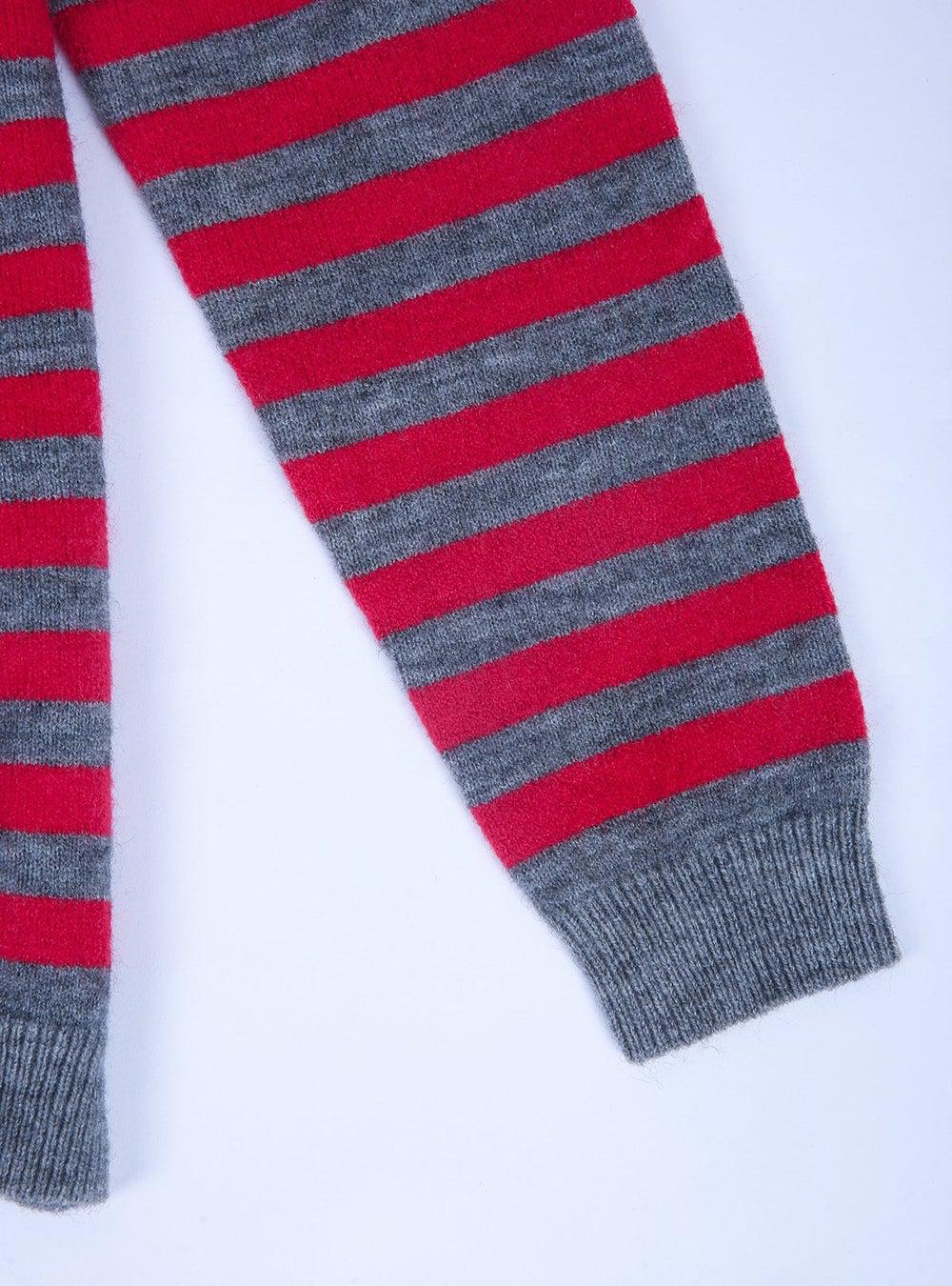 Retro Striped Print Red Sweater