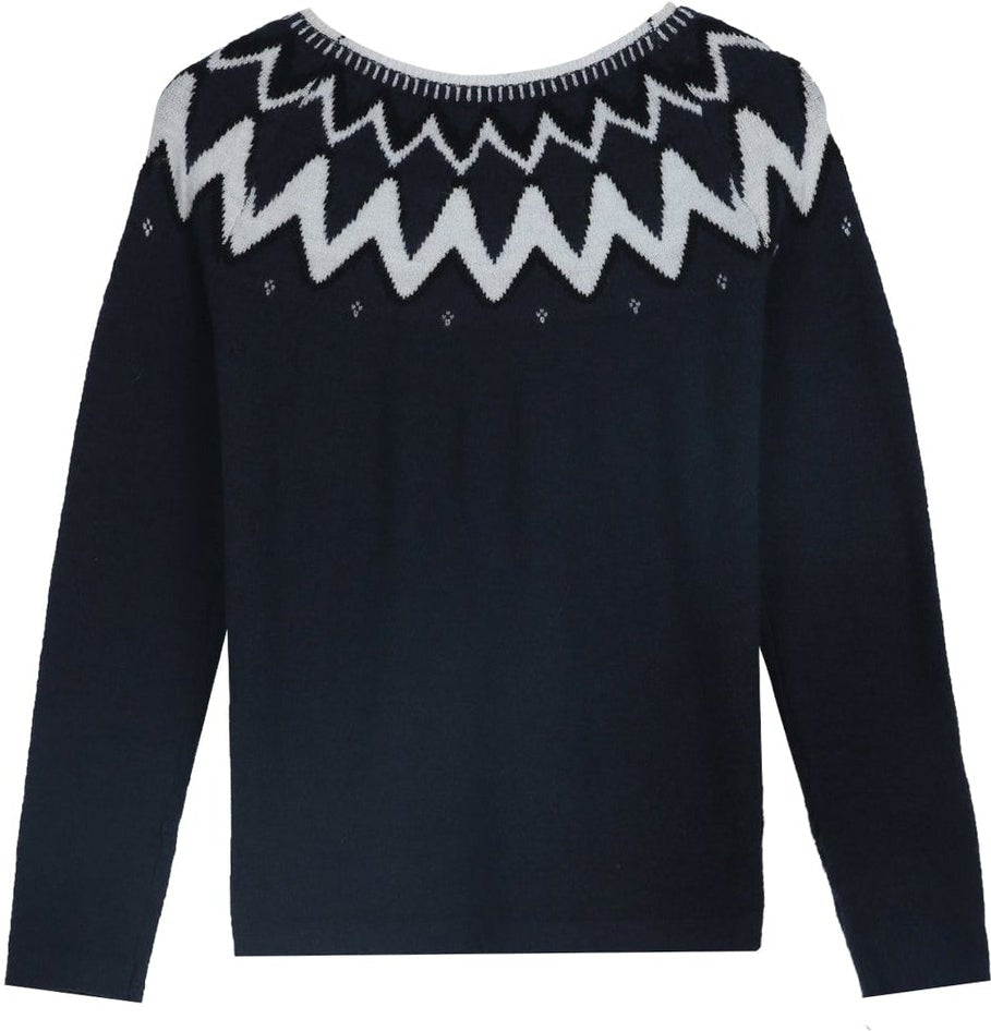 Comfy Black Print Round Neck Sweater