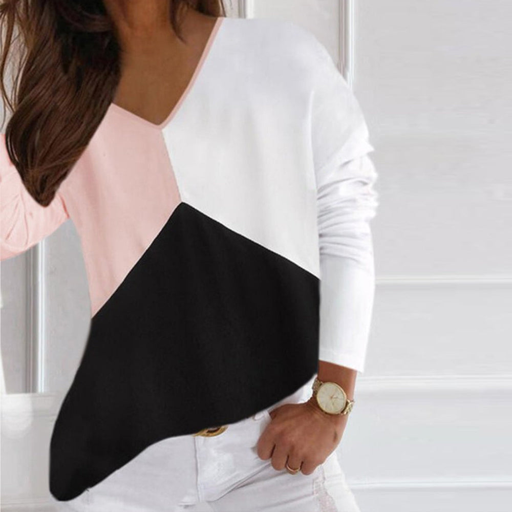 Special Color Block Long Sleeve Top