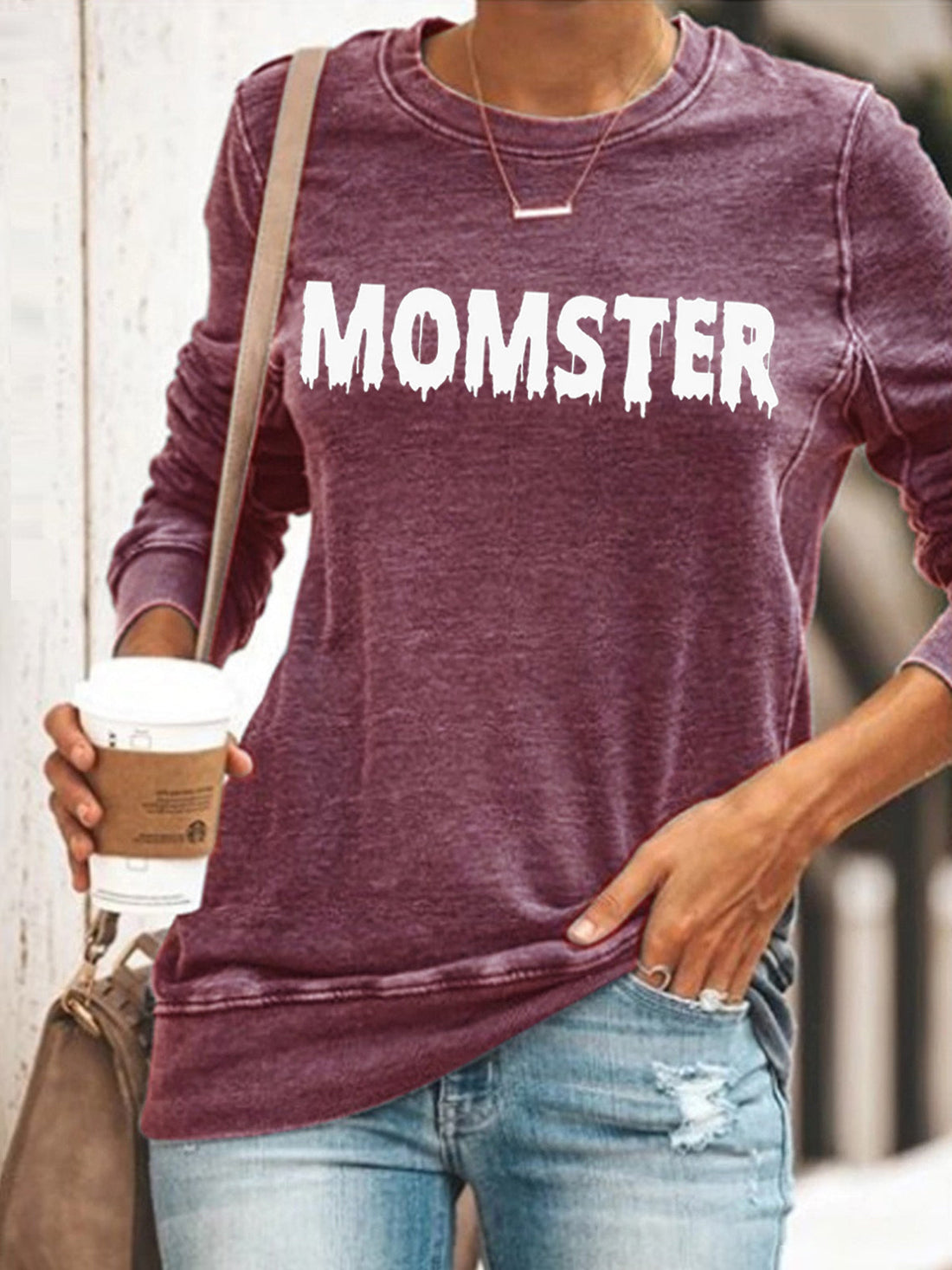 Funny Momster Print Sweatshirt