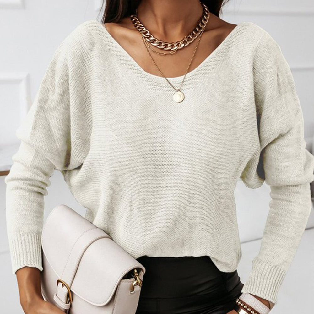 White Plain Long Sleeve Sweater