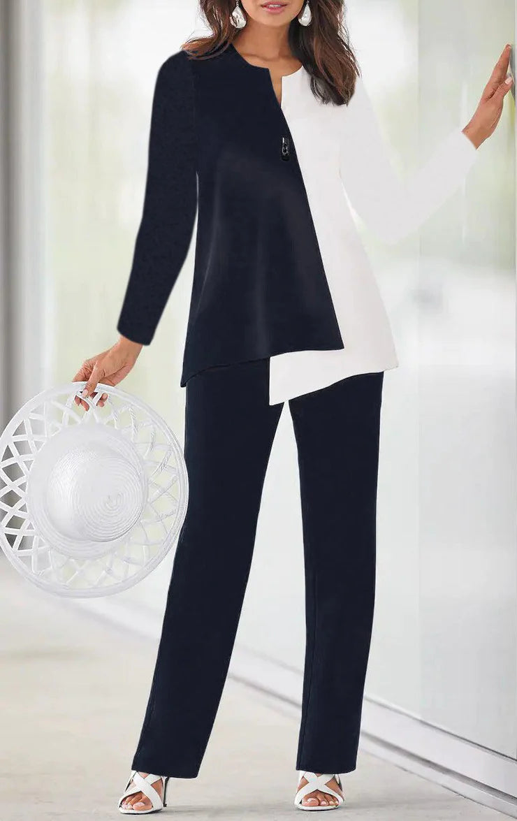 Black and White Business Casual Two Piece Set