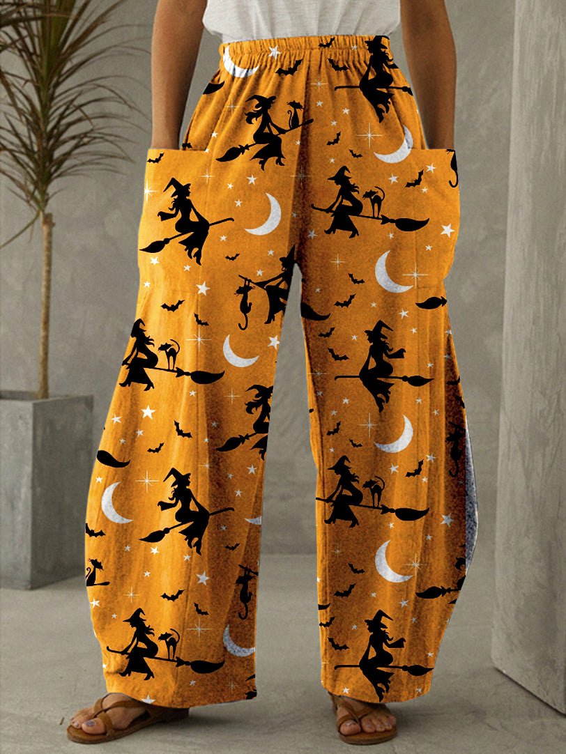 Halloween Witch Print Vintage Pants