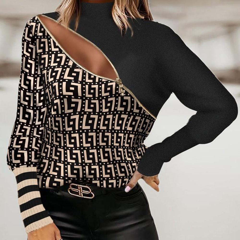 Hot Designer Print Zip Front Sweater
