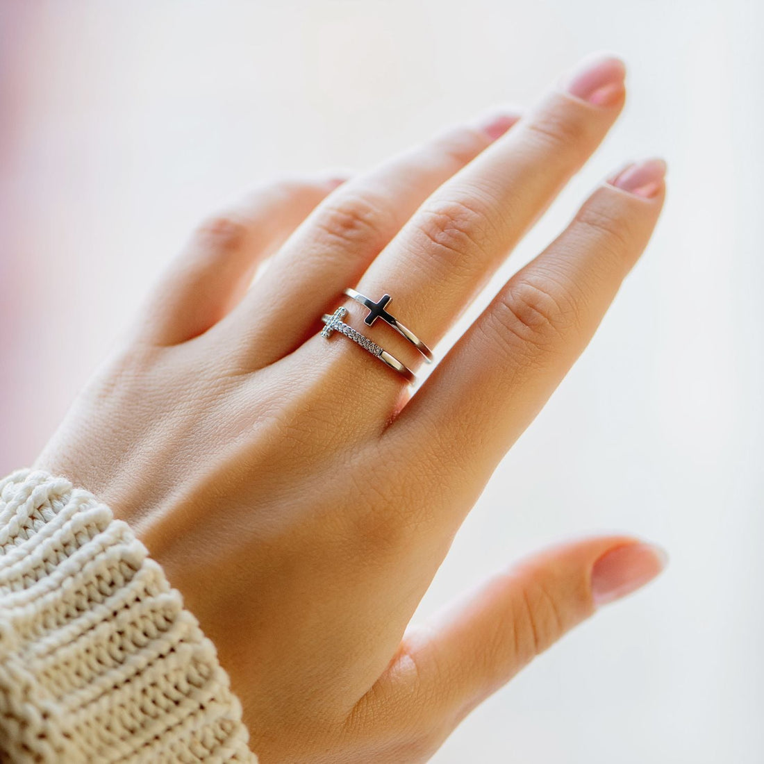 (🎁Early Christmas Sale🎁)To My Daughter-Twin Band Cross Ring