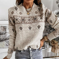 Comfy Taupe Print Long Sleeve Sweater
