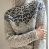 Stylish Print High Neck Sweater